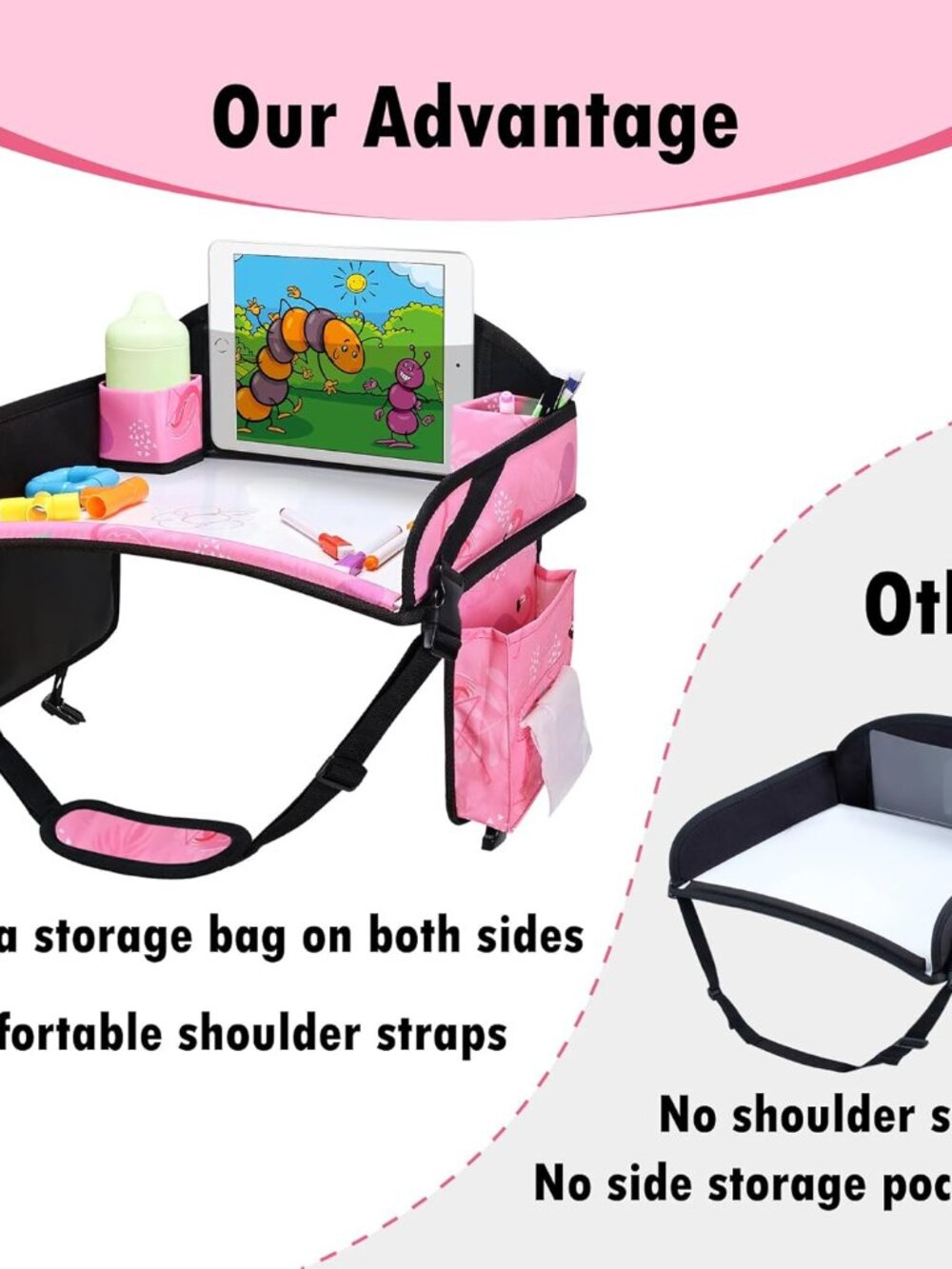 Kids Travel Tray, Car Seat Tray for kids Travel, Toddler Road Trip Essentials Wi - Picture 7 of 9